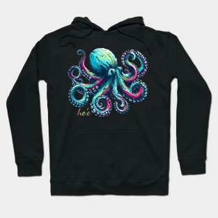 Vivid Colors Octopus - He'e in Hawaiian Hoodie